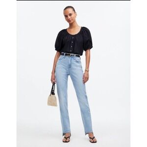 Madewell The Perfect Vintage Jean‎ Light Wash Raw Hem Straight Leg Denim